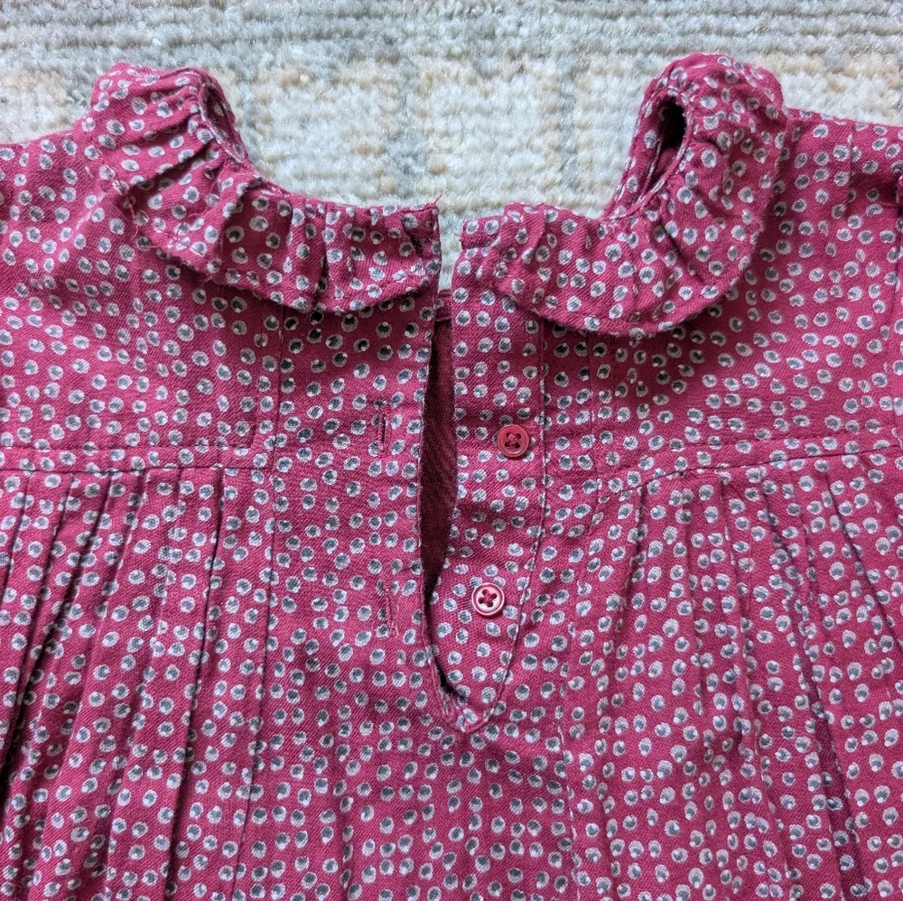 Monoprix Flannel Ruffle Dress In Maroon - Picture 6 of 9